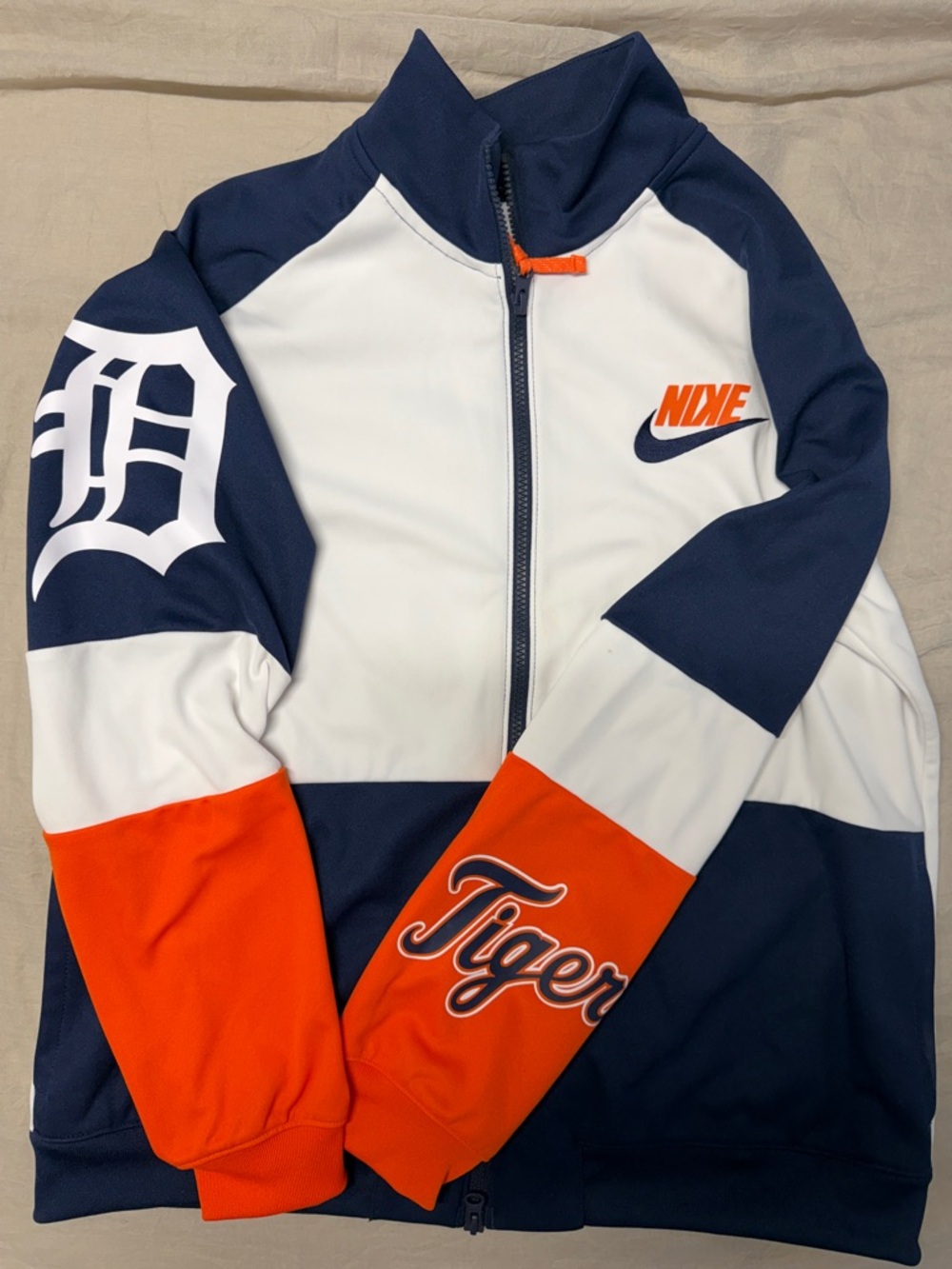 Nike Detroit Tigers MLB Zip Up Jacket XL Colorblock Navy White Orange